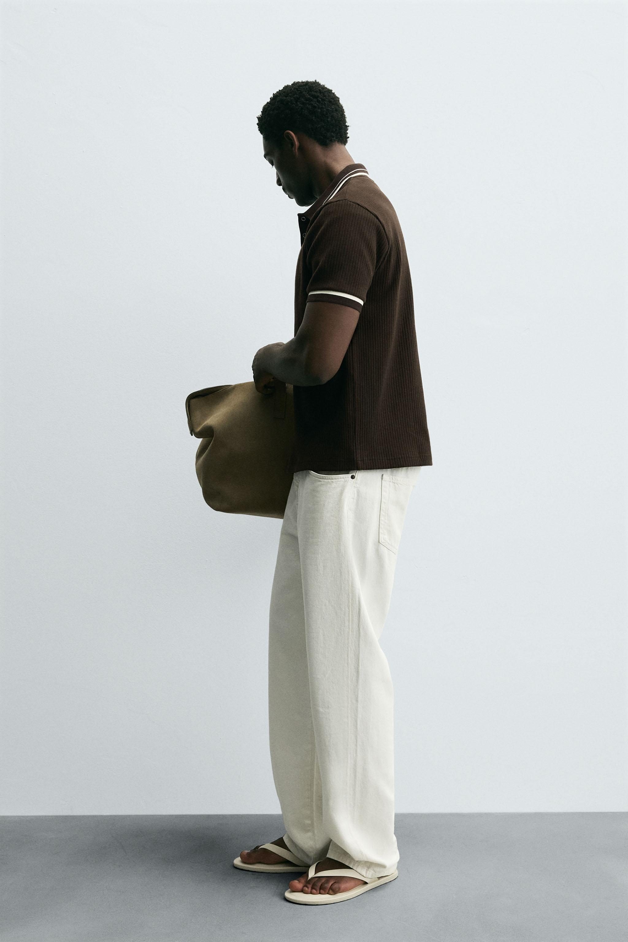CONTRAST RIBBED POLO SHIRT